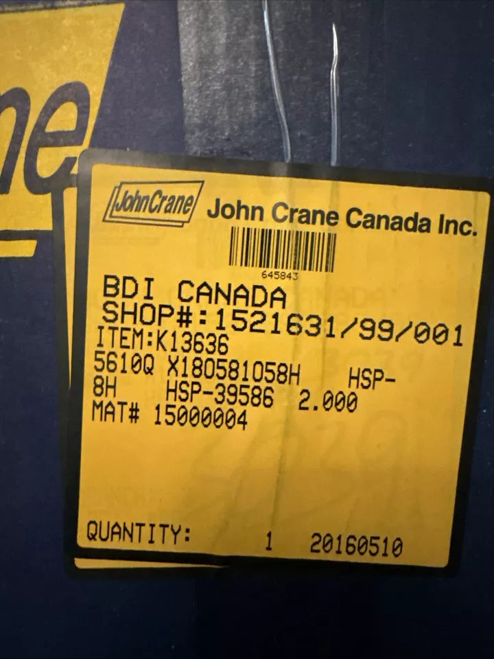 K13636 Cartridge Seal Assembly 2”Type 5610Q Refurbished By John Crane Canada